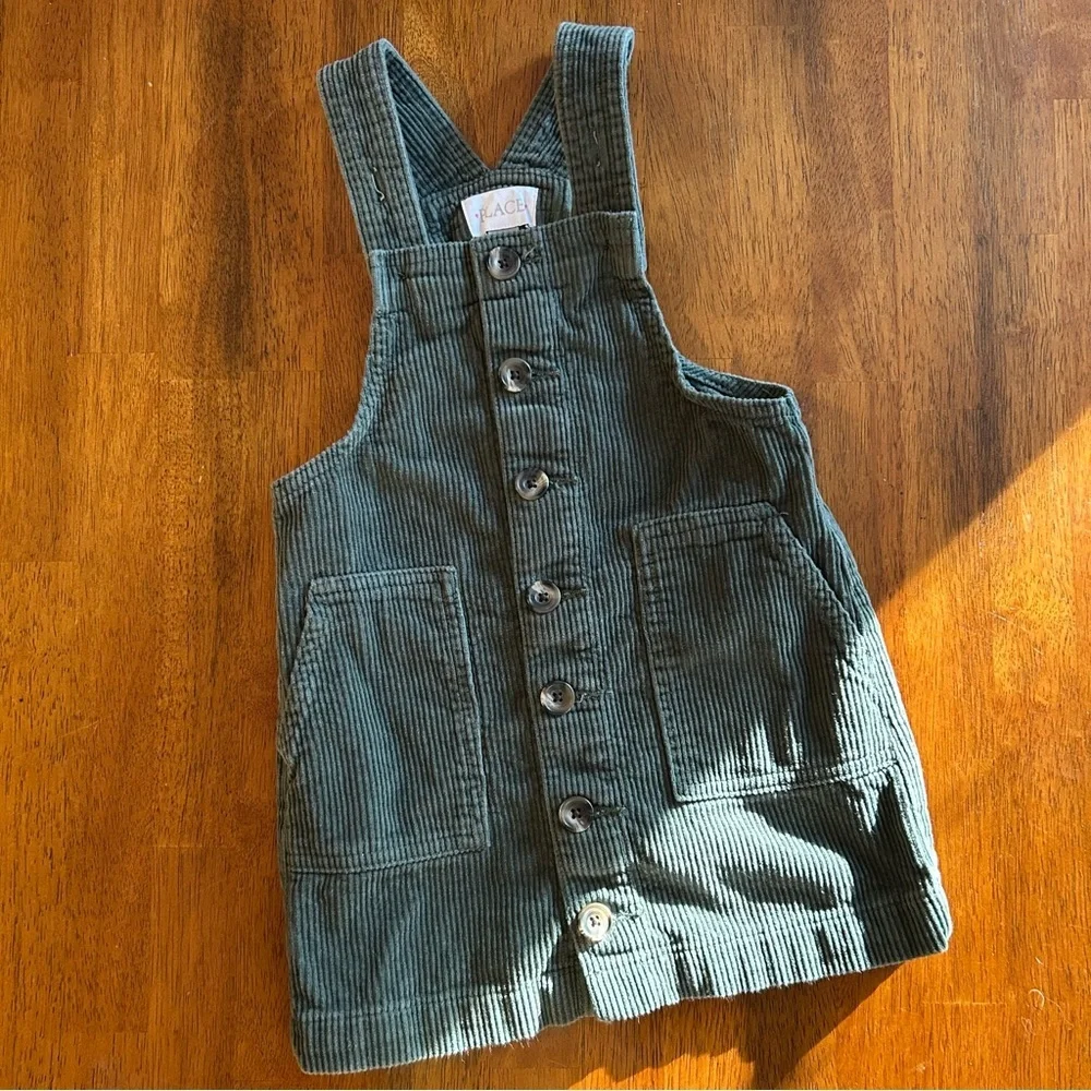 Olive Green Corduroy Pinafore Button Dress | Girls Size 4 | The Children’s Place